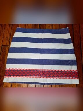 Vineyard Vines Womens Size 8 Blue White Multicolor Stripe Side Zip Skirt A1